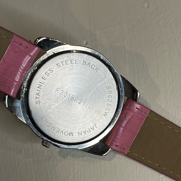 Sparkly Pink and Silver Toned Women’s Quartz Watch with Pink Strap - Picture 2 of 6